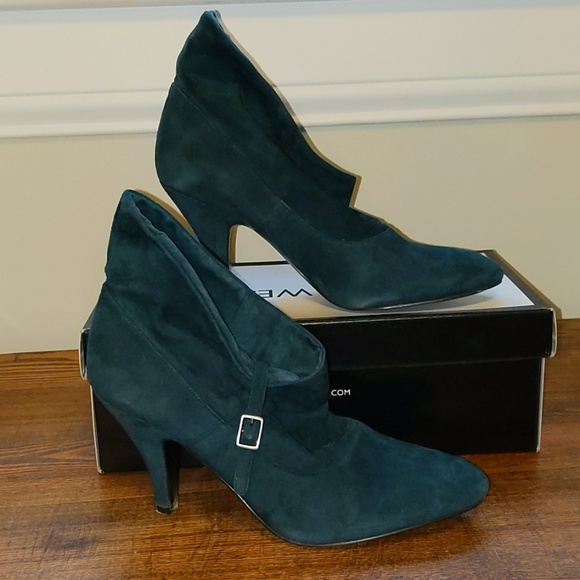 teal suede booties